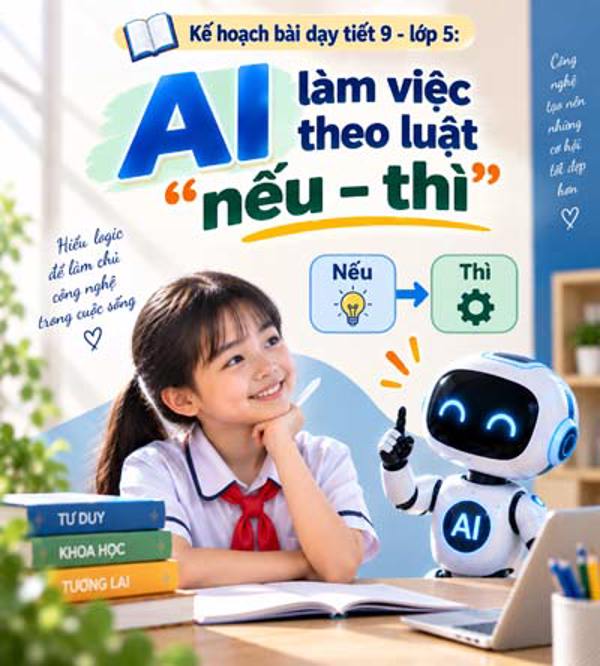 Kế hoạch bài dạy tiết 9 - lớp 5 soạn theo Khung AI 2422: AI làm việc theo luật “nếu – thì”