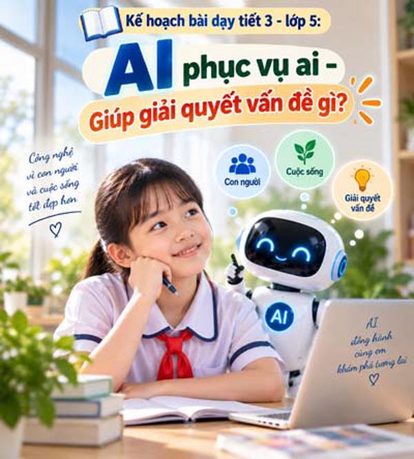 Kế hoạch bài dạy tiết 3 - lớp 5 soạn theo Khung AI 2422: AI phục vụ ai - Giúp giải quyết vấn đề gì?