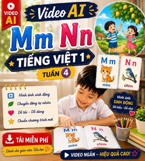 Video AI giới thiệu bài M N - Tiếng Việt 1 tuần 4