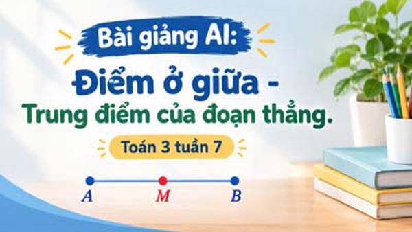 Bài giảng AI: Điểm ở giữa, trung điểm của đoạn thẳng (Tiết 1) - Toán 3 tuần 7