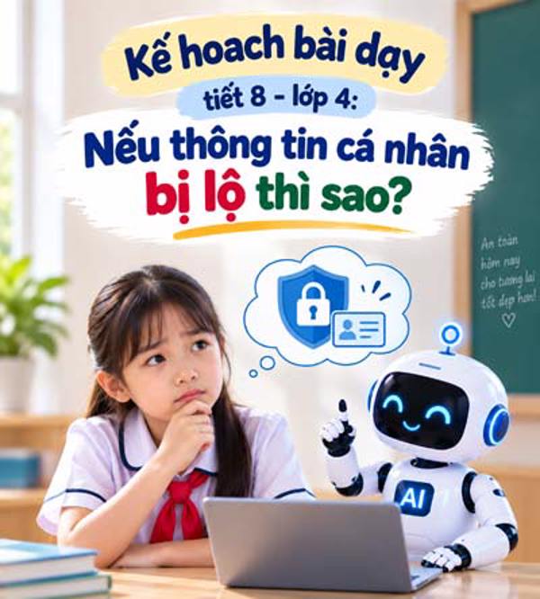 Kế hoạch bài dạy tiết 8 - lớp 4 soạn theo Khung AI 2422: Nếu thông tin cá nhân bị lộ thì sao?