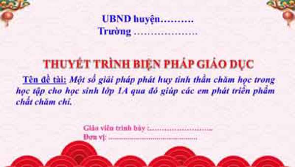 Biện pháp phát huy tinh thần chăm học trong học tập cho học sinh lớp 1