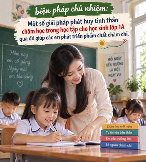 Một số giải pháp phát huy tinh thần chăm học trong học tập cho học sinh lớp 1A qua đó giúp các em phát triển phẩm chất chăm chỉ