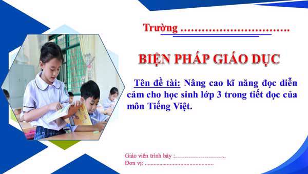 Biện pháp Nâng cao kĩ năng đọc diễn cảm