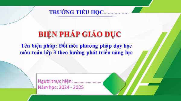 Biện pháp Đổi mới phương pháp dạy học môn toán theo hướng phát triển năng lực