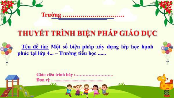 Biện pháp Xây dựng lớp học hạnh phúc