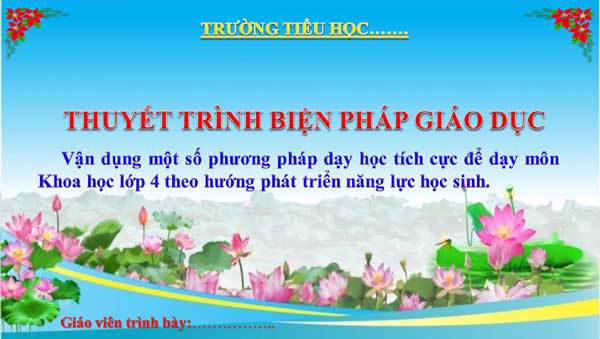 Biện pháp Vận dụng một số phương pháp dạy học tích cực để dạy môn Khoa học theo hướng PTNLHS