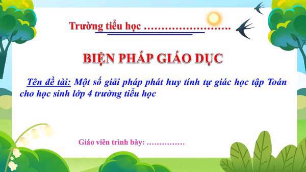 Biện pháp Phát huy tính tự giác học tập Toán
