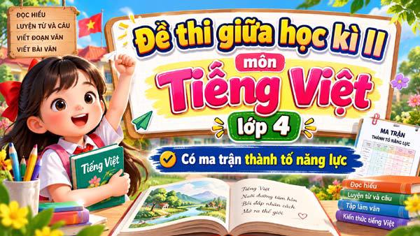 Đề kiểm tra giữa học kì I môn Tiếng Việt lớp 4 năm học 2026-2027 Có ma trận, đáp án và hướng dẫn chấm chi tiết