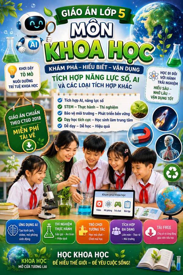 Giáo án tích hợp năng lực số, AI môn Khoa học 5