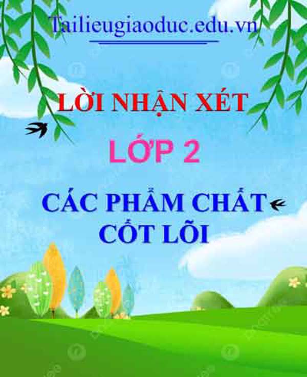 Lời nhận xét 5 phẩm chất lớp 2