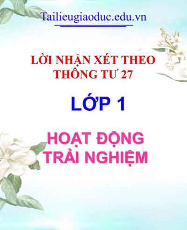 Lời nhận  xét HĐTN lớp 1