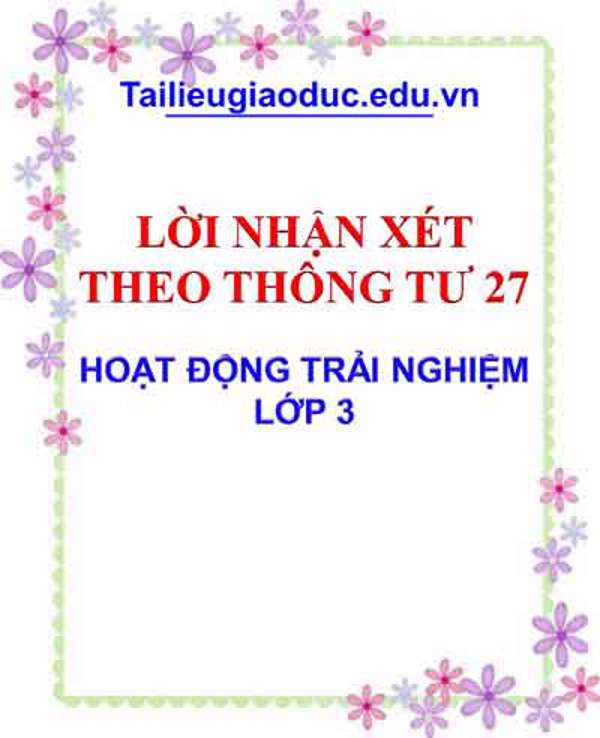 Lời nhận xét HĐTN lớp 3 theo Thông tư 27