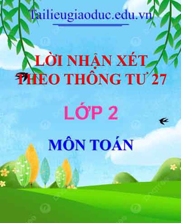 Lời nhận xét môn Toán lớp 2