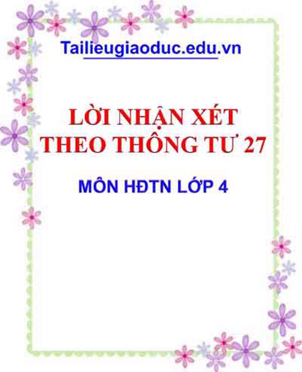 Lời nhận xét Hoạt động trải nghiệm lớp 4