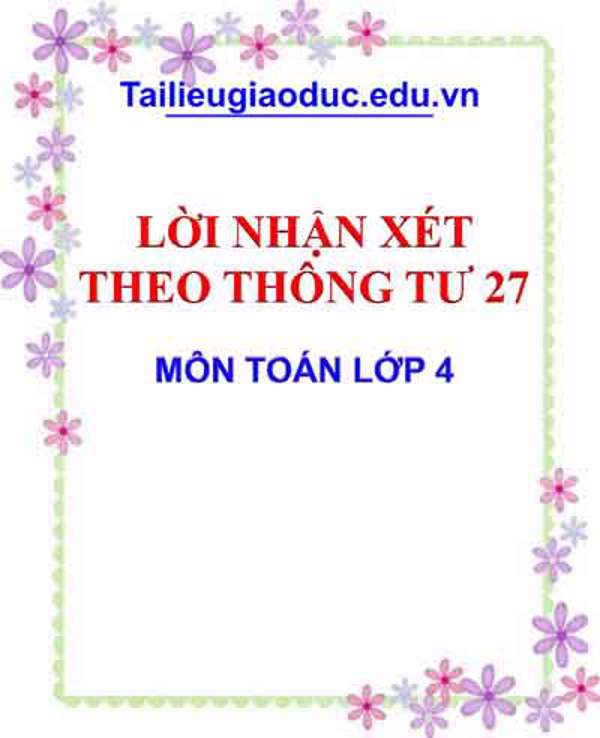 Lời nhận xét môn Toán lớp 4