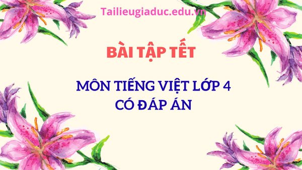 Bài tập Tết Nguyên đán môn Tiếng Việt lớp 4