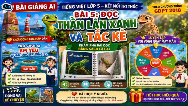 Bài giảng AI Thằn lằn xanh và tắc kè - Môn Tiếng Việt lớp 4 tuần 3