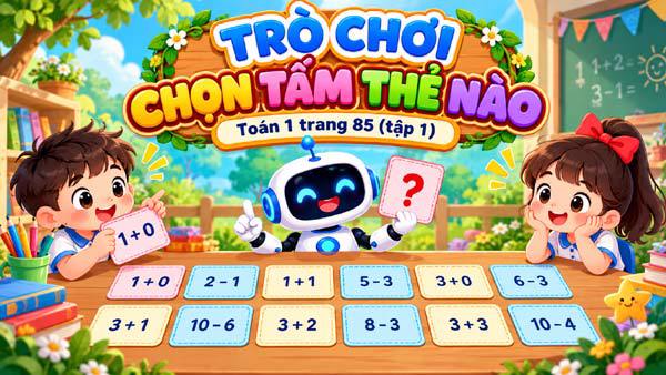 Trò chơi Chọn tấm thẻ nào. Toán 1 trang 85 (tập 1)