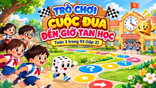 Trò chơi cuộc đua đến giờ tan học. Toán 3 trang 93 (tập 2)