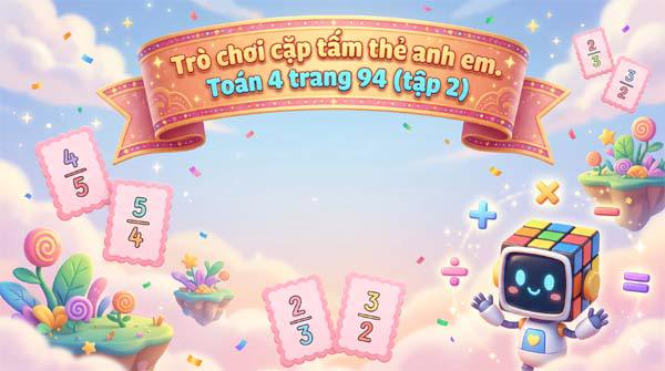 Trò chơi cặp tấm thẻ anh em. Toán 4 trang 94 (tập 2)
