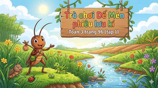 Trò chơi Dế mèn phiêu lưu kí. Toán 3 trang 96 (tập 1)