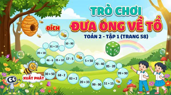 Trò chơi đưa ong về tổ. Toán 2 trang 25